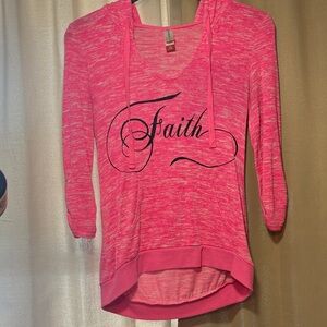 No Boundaries Pink Graphic Tunic with Hood